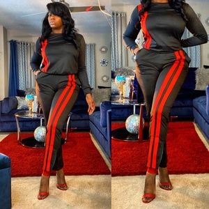 Stripe Out 2 piece Sexy Pant jogger suit
